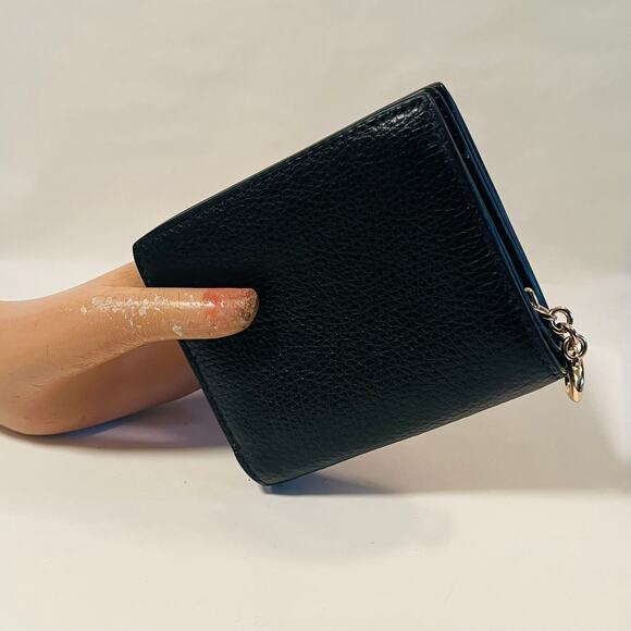 Women's Coach Snap Wallet Pebble Grain Leather Black - Picture 3 of 6